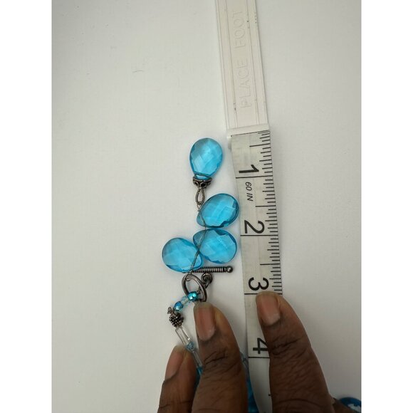 Blue Crystal Faceted Necklace Teardrop Oval Beads Lobster Clasp Handcrafted - Picture 5 of 5